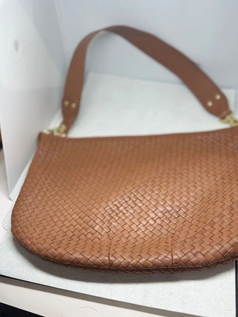 Quince Italian Leather Handwoven Crossbody Bag - Brown / Taupe BKS001